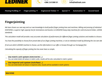 Capacity calculation for finger jointing machines in US Customary Units