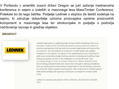Podjetje Ledinek Engineering na najpomembnejšem sejmu lesne gradnje v ZDA