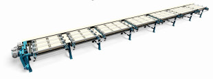 Side sweep chains with ending roller conveyor